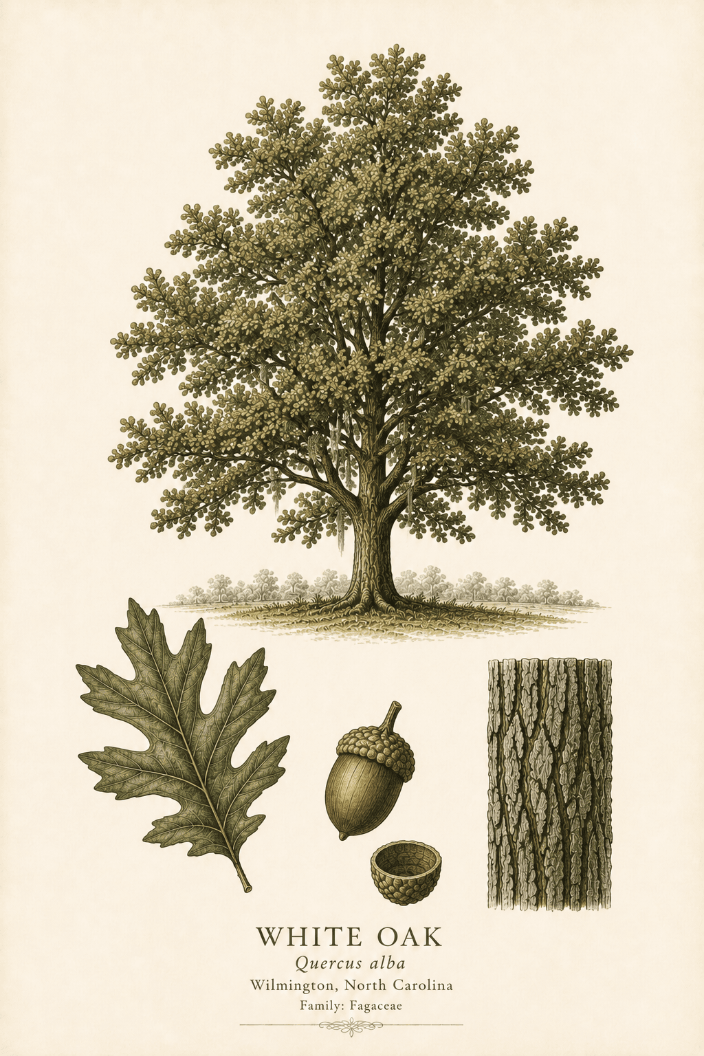 White Oak botanical illustration